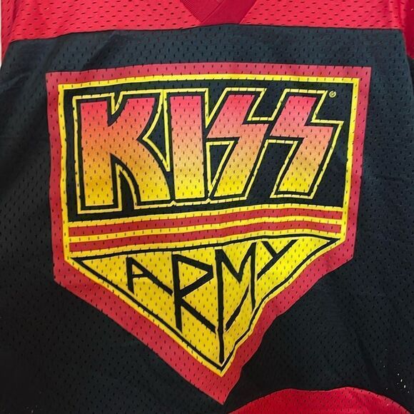 KISS Army Hockey Jersey,  Vintage Fan Club Shirt, Red, Black, Yellow 1998, XL - Picture 2 of 6